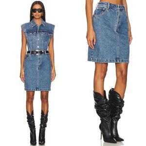 NWT Ronny Kobo Hannah Skirt in Light Wash Blue Sz S